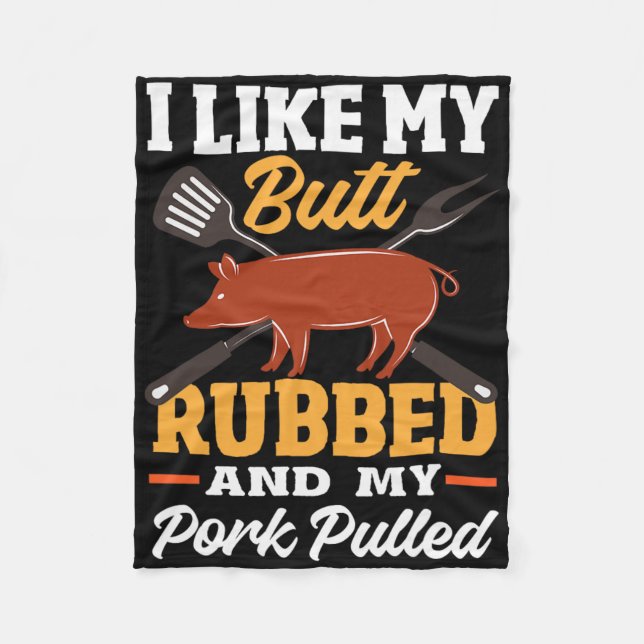 Funny Bbq Grilling Quote Pig Pulled Pork 1  Fleece Blanket (Front)