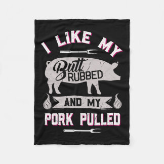 Funny Bbq Grilling Quote Pig Pulled Pork  Fleece Blanket