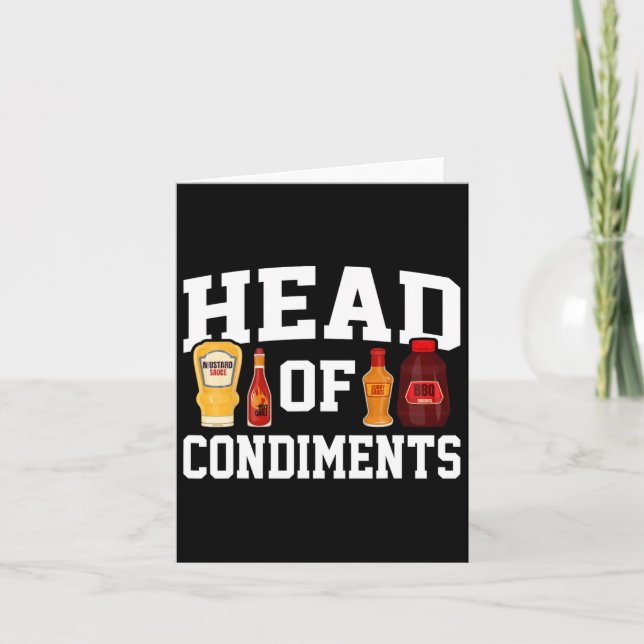 Funny Bbq Head Of Condiments Rbecue Gifts Grilling Card (Front)