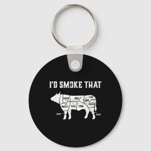 Funny Bbq I'd Smoke That Cow Premium  Keychain