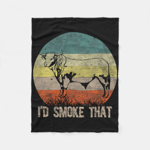 Funny Bbq I'd Smoke That Vintage Style Design With Fleece Blanket