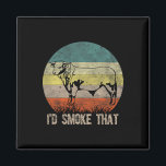 Funny Bbq I'd Smoke That Vintage Style Design With Magnet<br><div class="desc">Funny Bbq I'd Smoke That Vintage Style Design With A Cow</div>