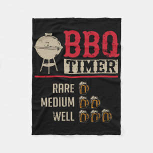 Funny Bbq Meat Cooking Timer Beer Grill Chef Rbecu Fleece Blanket