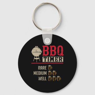 Funny Bbq Meat Cooking Timer Beer Grill Chef Rbecu Keychain
