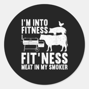 Funny Bbq Meat Smoking Art For Men Women Barbeque  Classic Round Sticker