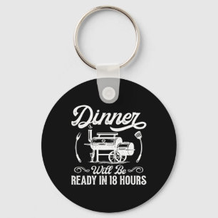 Funny Bbq Men Smoking Meat Smoker Grilling Rbecue Keychain