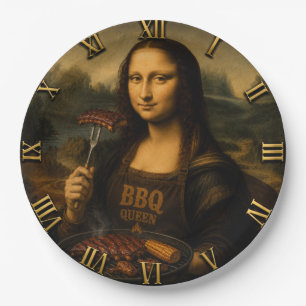 Funny BBQ Mona Lisa Paper Plate