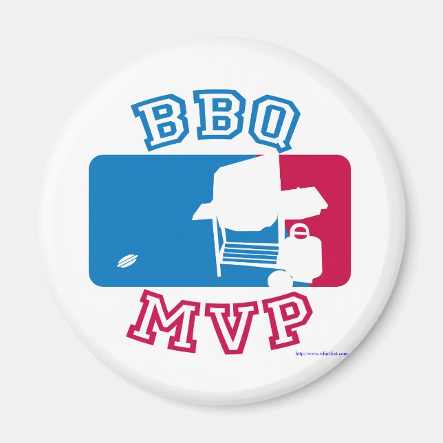Funny BBQ MVP Grilling Fun Sporty Logo Magnet (Front)