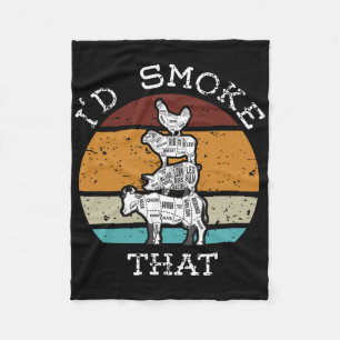 Funny Bbq Party Smoker I'd Smoke That For Dad Chef Fleece Blanket
