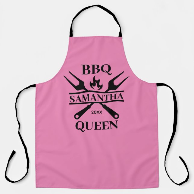 Funny BBQ Personalized Barbecue Queen Apron (Front)
