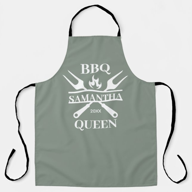 Funny BBQ Personalized Barbecue Queen Apron (Front)