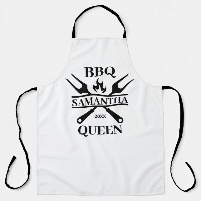 Funny BBQ Personalized Barbecue Queen Apron (Front)