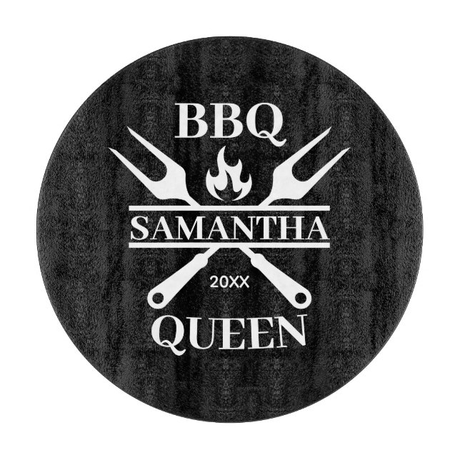 Funny BBQ Personalized Barbecue Queen Apron Cuttin Cutting Board (Front)