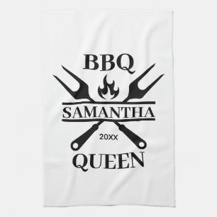 Funny BBQ Personalized Barbecue Queen Apron Cuttin Kitchen Towel