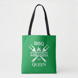 Funny BBQ Personalized Barbecue Queen Tote Bag