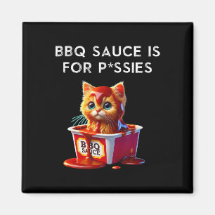 Funny Bbq Sauce Cat Humour Kitten Lover Gift Grill Magnet