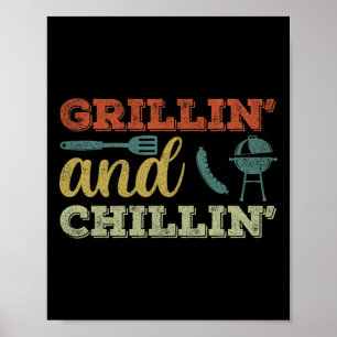 Funny Bbq Shirt For Men Vintage Grillin And Chilli Poster