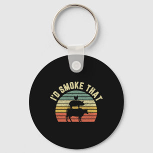 Funny Bbq Shirt I'd Smoke That Retro Rbeque Grilli Keychain