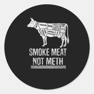 Funny Bbq Smoke Meat Not Anti Drug Barbecue Grilli Classic Round Sticker