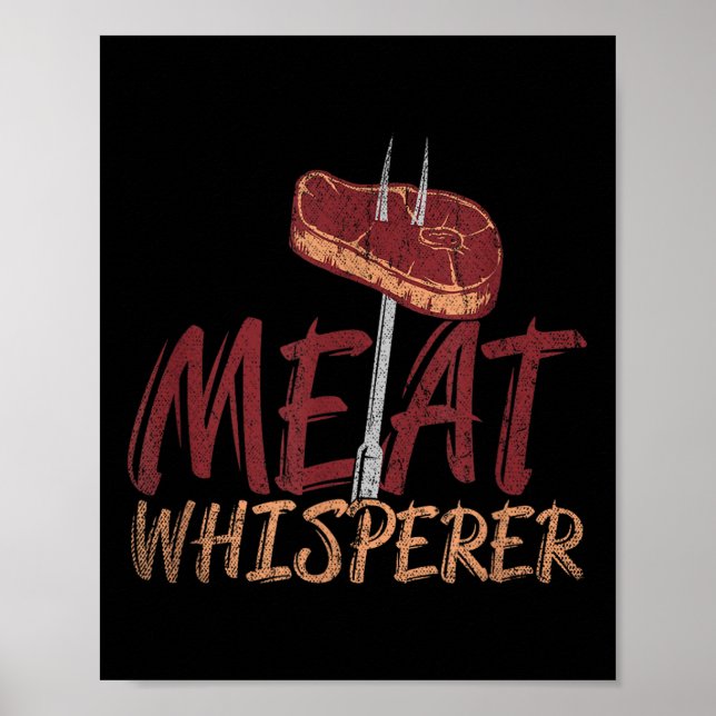 Funny Bbq Smoked Meat Steak Gift Idea Barbecue  Poster (Front)