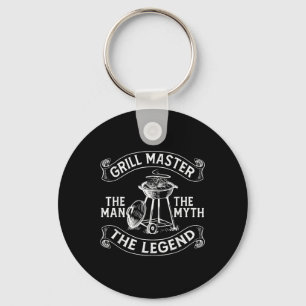 Funny Bbq Smoker Grill Master The Man The Myth Leg Keychain
