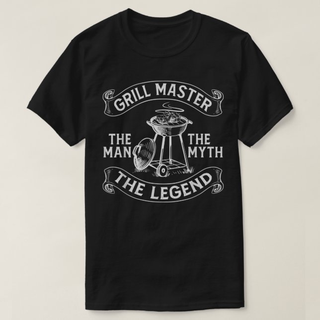 Funny BBQ Smoker Grill Master The Man The Myth Leg T-Shirt (Design Front)