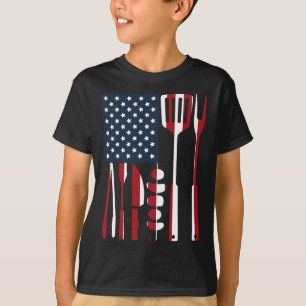 Funny Bbq Smoker Grilling Tools Rbecue American Fl T-Shirt