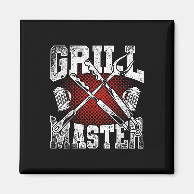 Funny Bbq Steak Grill Master Smoked Meat Grilling  Magnet (Front)