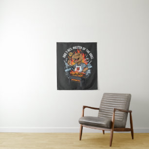 Funny BBQ T-Rex Master of the Grill Dinosaur Dad  Tapestry
