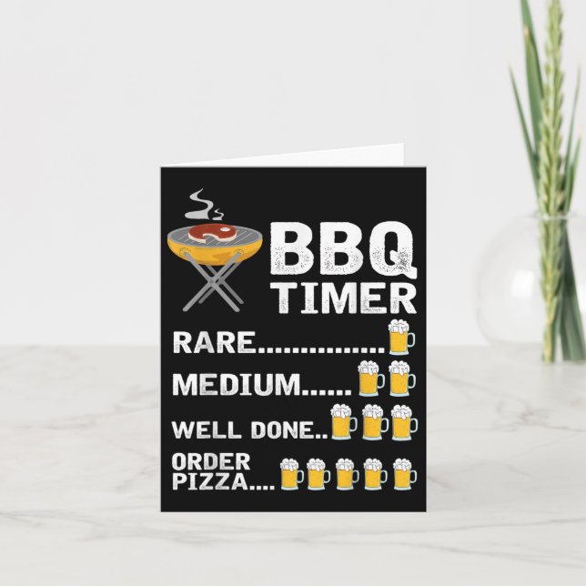 Funny Bbq Timer, Barbecue, Grill, Grilling  Card (Front)