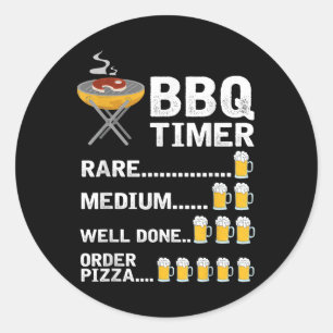 Funny Bbq Timer, Barbecue, Grill, Grilling Classic Round Sticker