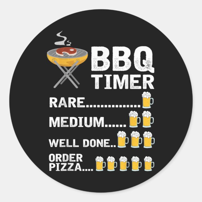 Funny Bbq Timer, Barbecue, Grill, Grilling  Classic Round Sticker (Front)