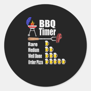 Funny Bbq Timer Barbecue Grill Grilling Gift Beer Classic Round Sticker
