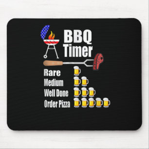 Funny Bbq Timer Barbecue Grill Grilling Gift Beer Mouse Pad