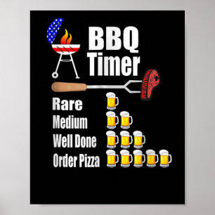 Funny Bbq Timer Barbecue Grill Grilling Gift Beer Poster