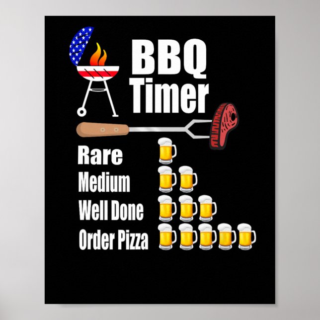 Funny Bbq Timer - Barbecue Grill Grilling Gift  Poster (Front)