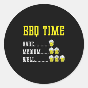 Funny Bbq Timer Beer Drinking Gift Smoked Meat Bar Classic Round Sticker