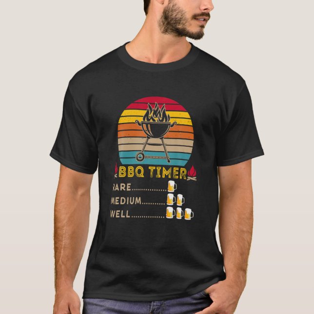 Funny BBQ Timer Drinker Beer Drinking Grilling T-Shirt (Front)