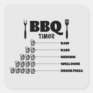 Funny BBQ timer word art  Square Sticker
