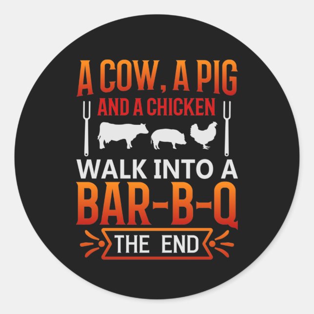 Funny BBQ word art  Classic Round Sticker (Front)