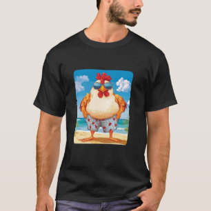 Funny Beach Chicken with Sunglasses and Swimsuit T-Shirt