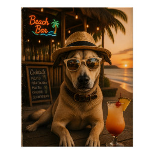 Funny Beach Dog Wall Art Printable