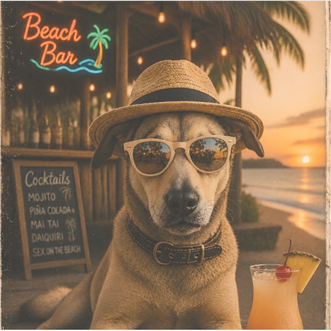 Funny Beach Dog Wall Art Printable (Front)