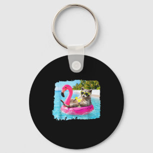 Funny beach family vacation feral girl summer keychain