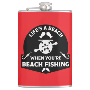 Funny Beach Fishing Hip Flask