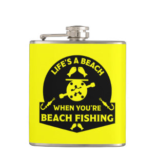 Funny Beach Fishing Hip Flask