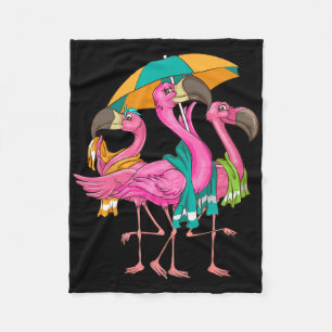 Funny Beach Flamingos With Towels Cool Summer Bird Fleece Blanket