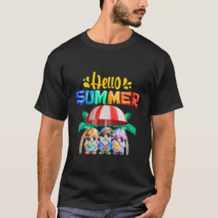 Funny Beach Gnome Hello Summer Vacation Summer Vib T-Shirt