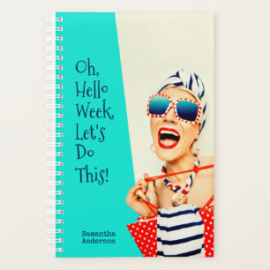 Funny Beach Lady Personalized Woman's Retro Style Planner