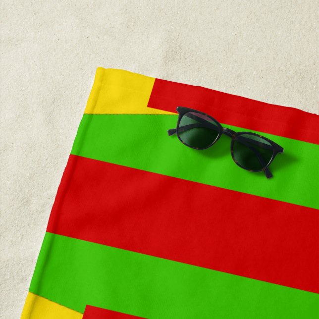 Funny Beach Party Red Golden Green Beach Towel (In Situ)